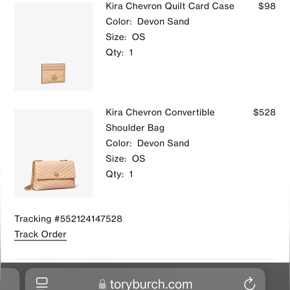 NWT Tory Burch Kira Chevron Convertible Shoulder Bag. Devon Sand. - Picture 6 of 7